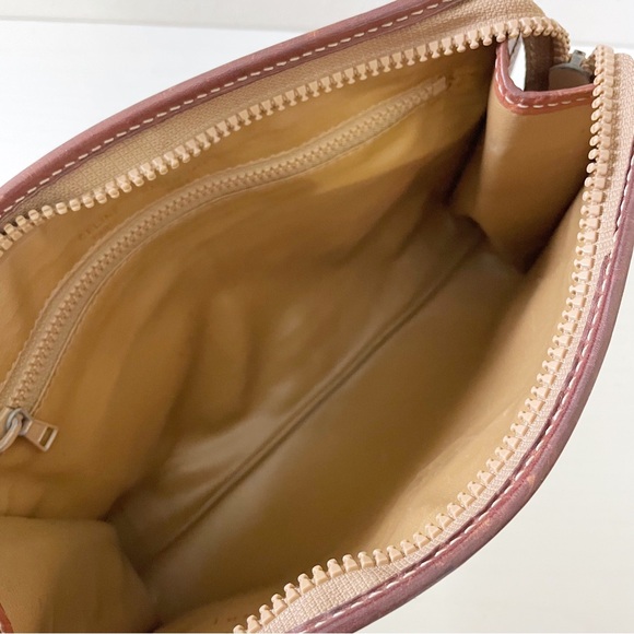 Celine beige macadam canvas and leather small clutch zip pouch bag - Picture 6 of 12